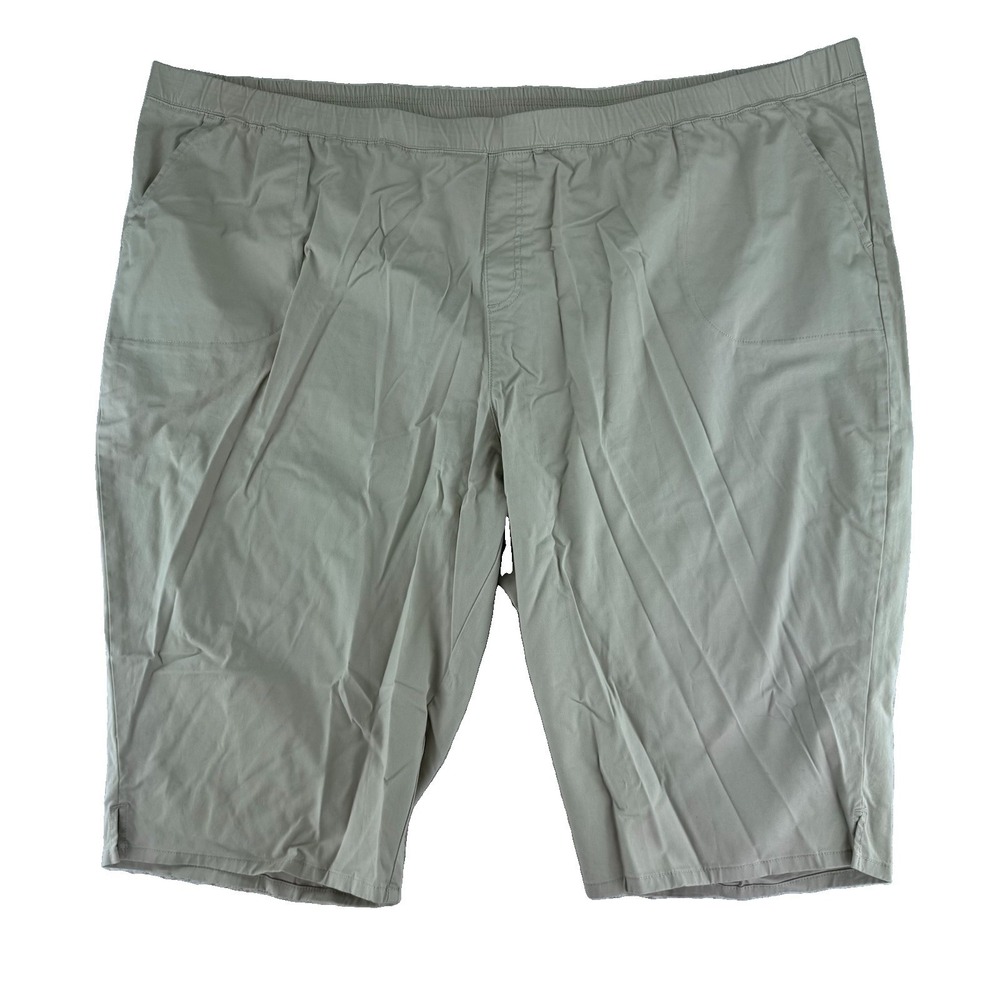 Denim & Co EasyWear Twill Regular Relaxed Pull On Skimmer Pants 5X Khaki